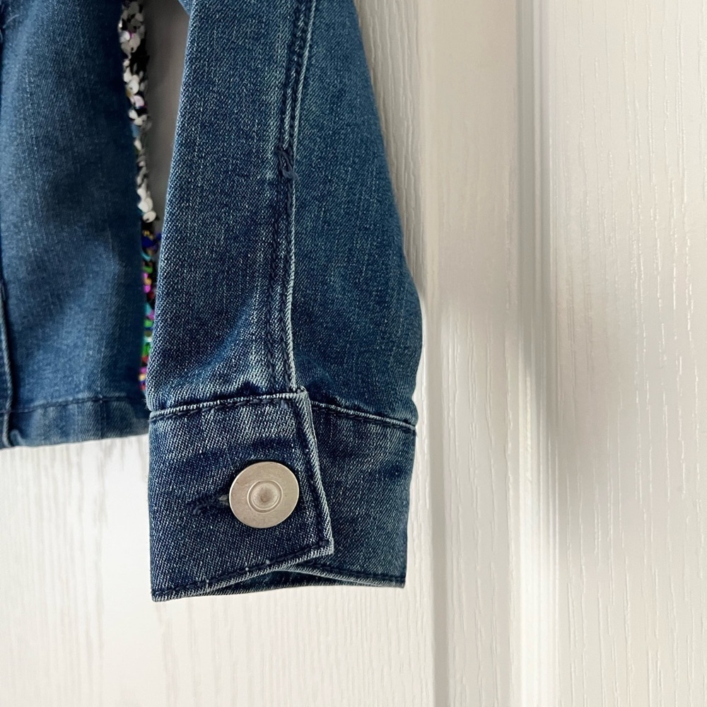 Girls Reverse Sequins Denim Jean Jacket Size Small - Picture 5 of 7